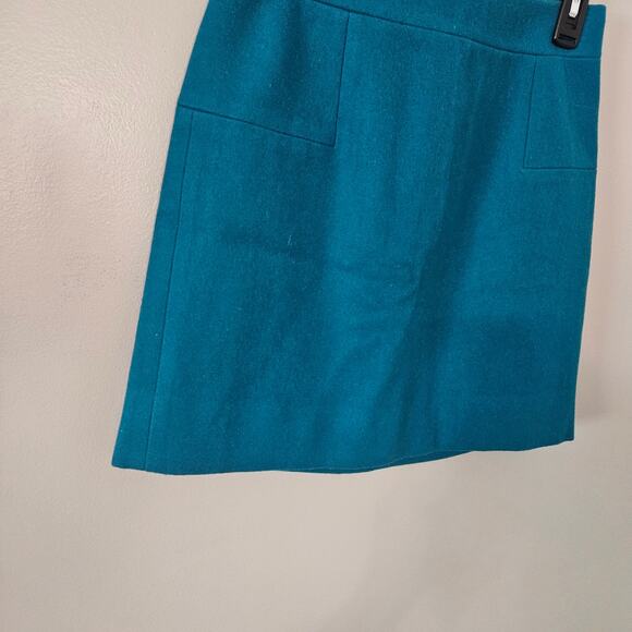 J Crew Wool Blend Teal Mini Skirt Sz O - Picture 4 of 13